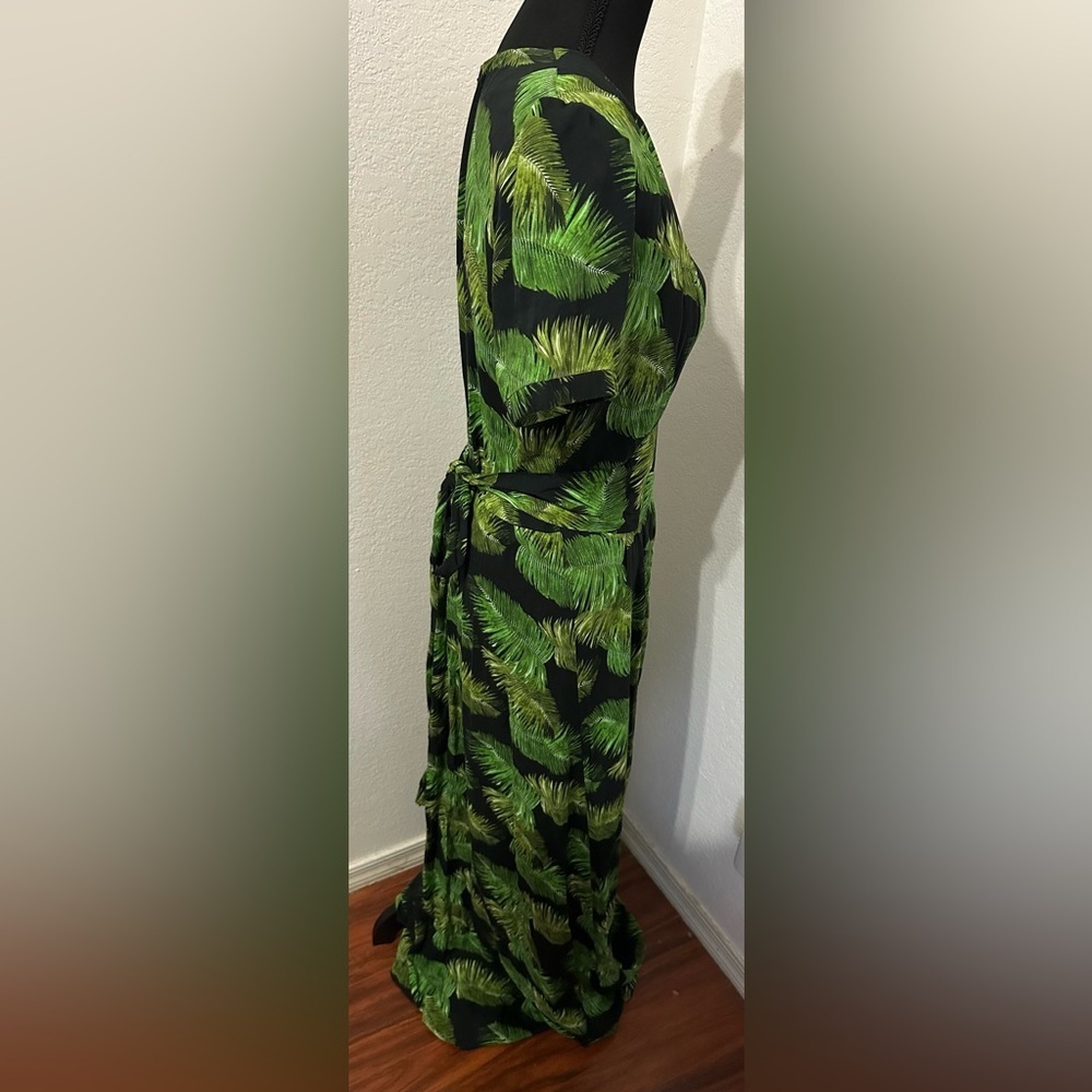 Melissa Odabash Lou Tropical Green Palm Black Maxi Dress - Size Small - Picture 5 of 10